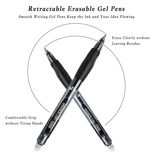 12 bolígrafos de gel borrables tinta negra punta 0.5 mm miniatura 2