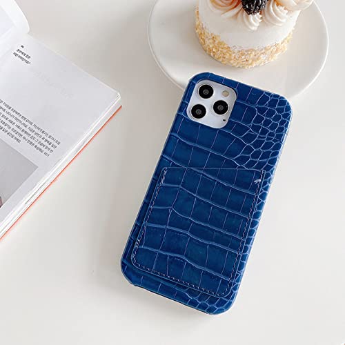 Coque rigide iPhone 11 crocodile bleu dotée d'un range-carte antichoc efficace
