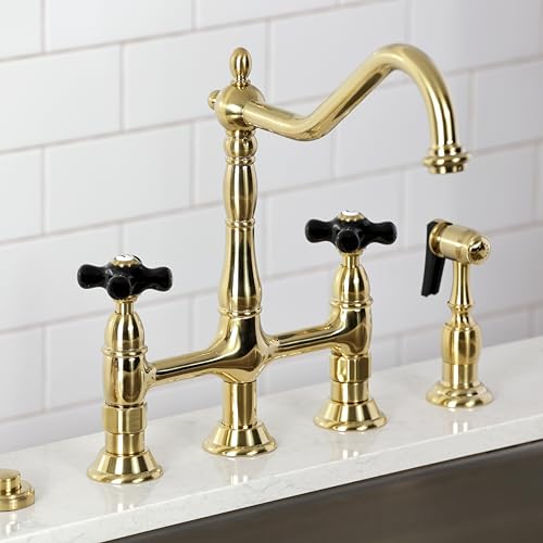 Kingston Brass KS1277PKXBS Duchess Bridge Kitchen Faucet with Brass Sprayer, Brushed Brass by Kingston Brass - Image 2