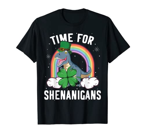 Time For Shenanigans T-Shirt Dinosaur T Rex St Patricks Day T-Shirt