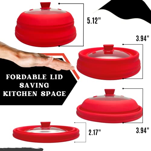 K Kirkwood Kitchen Vented Glass Microwave Plate Cover For Food, Collapsible Microwave Splatter Guard, Silicone Splatter Cover, Foldable Microwave Lid #TOP3