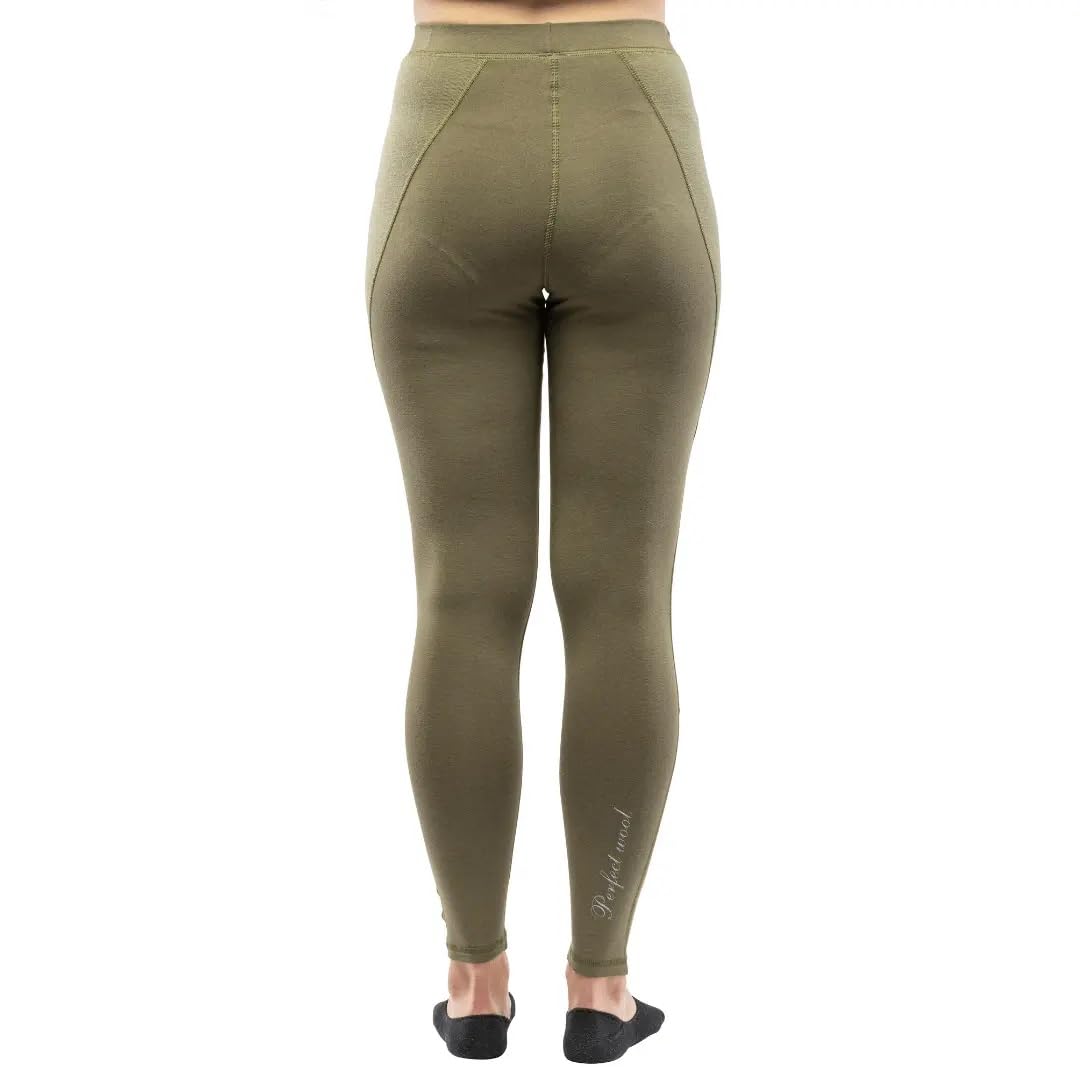 Biancheria Intima Termica Donna in Lana Merino e Eco-Bamboo – Pantaloni Lunghi e Leggings – Taglia XL, Khaki, vestibilità Regolare
