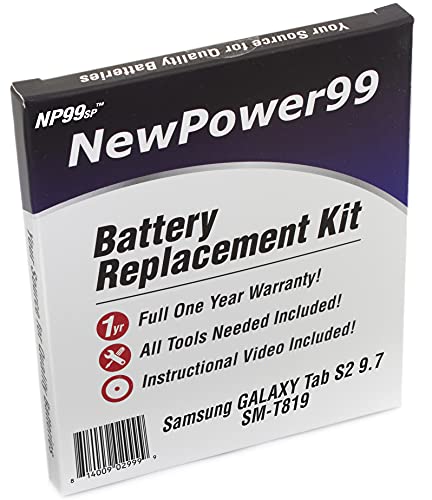 NP99sp NewPower99 Battery Kit for Samsung Galaxy Tab S2 9.7 SM-T810, SM-T813, SM-T817, SM-T819 with Tools, Video Instructions, Long Life Battery