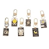 6 Pcs Tarot Cards Keychains Stainless Steel Vintage Amulet Wiccan Keyring for Card Bags