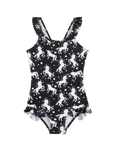 Toddler Girls One Piece Swimsuits Cute Ruffle Bathing Suit Little Kids UPF 50+ Quick Dry Beach Swimwear 2-8Y