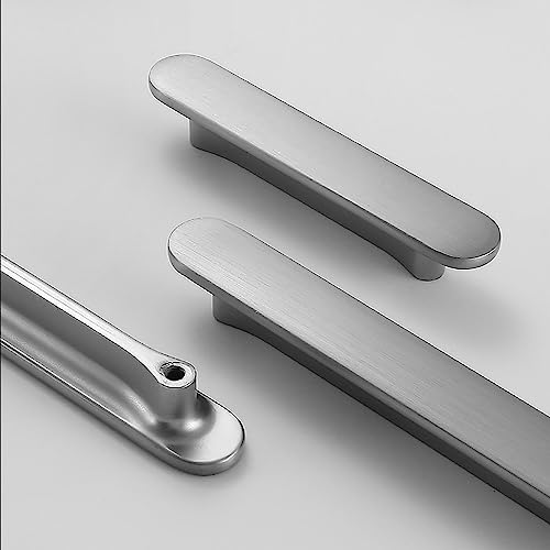 Guolich 2 Pcs Hole Centers 2.5 Inch(64mm) Kitchen Drawer Handle Door Cabinet Pulls Zinc Alloy Handle Modern Gold Brushed Brass Hardware for Wardrobe Bathroom Dresser (Silver - Image 2