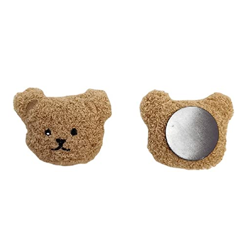 Pssopp Fridge Magnet, Plush Bear Soft Rubber Magnet, Cute 3D Animal for Home and Office Decor (Coffee)