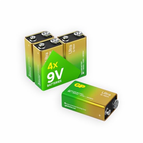 GP Batteries Ultra Alkaline 9V Pack of 4 | Superb operating time | Battery Can Be Used Across All Devices | Shelf Life Up TO 7 Years