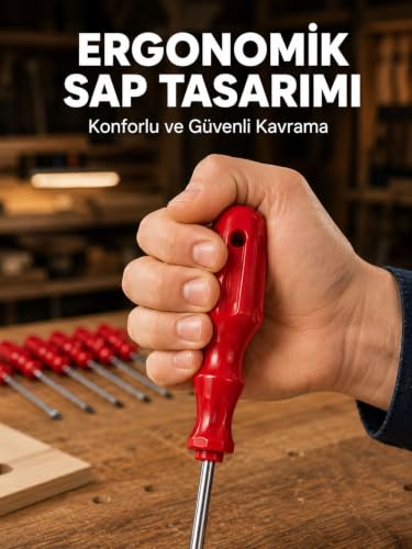 Tornavida Seti, Çelik 7'li Ergonomik Sap Profesyonel Kullanım