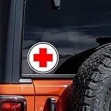 2pcs Red Cross Vinyl Decal 3.94"x3.94", Medical Symbol Sticker for Car, Window, First Aid Kit, Emergency Sign Decor |#S50404