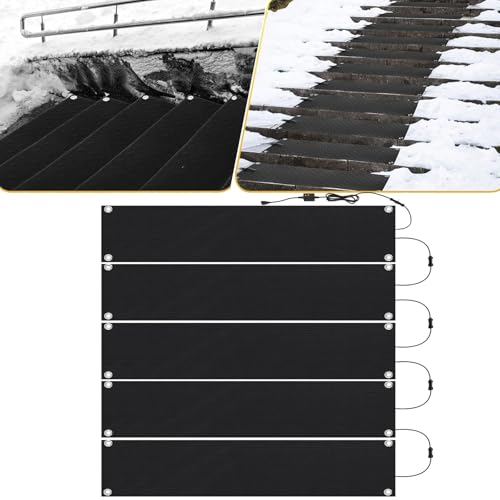 融雪マット玄関用、加熱融雪パッド 滑り止めの歩道加熱マット、階段/店舗 エントランス用、110V 融雪システム 融雪装置 路面凍結 落雪防止 凍結防止 雪対策、冬の除雪用、氷融解製品 通路 廊下用 雪道 家 歩道 階段 中庭に適しています(5枚,10 in