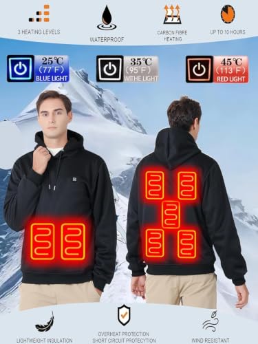 Image of Unisex Heated Hoodie for Men Women Heated Sweatshirt Warm USB Electric Outdoor Winter Puffer Jacket with No Battery