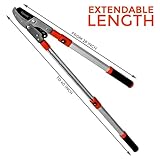 28"- 40" Extendable Tree Loppers for Gardening, Telescopic Garden loppers Long Reach, Anvil Lopper Tree Pruner, SK5 Razorsharp Blades Advance Heavy Duty Long Handled (Orange) - Image 5