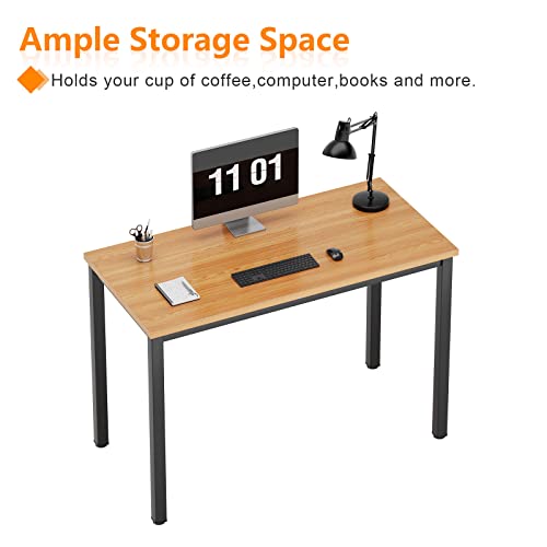 Need Computertisch Schreibtisch 100x60 cm PC Tisch Bürotisch Arbeitstisch Esstisch für Home Office, Teak & Schwarz AC3BB-100