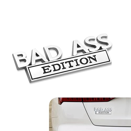Image of Car Bad Ass Edition Emblem, 3D Car Badge Decal, Auto Fender Bumper Hood Trunk Door Decal, Auto Exterior Essentials Accessories, for Vehicle Motorcycle SUV Truck (Sliver-Black)