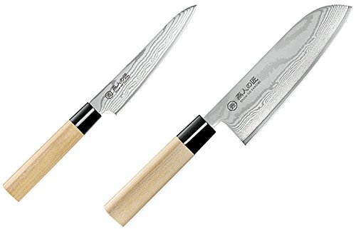 よこやま 燕人の匠 ダマスカス包丁 三徳包丁 165mm & ペティナイフ 130ml ETW-3000