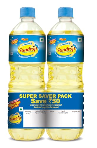 Image of Sundrop Superlite Advanced Sunflower Oil, 1700g (850g -Pack of 6, Super Saver Pack)