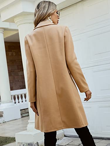 Winter Long Sleeve Cardigan Coat for Women Double Breasted Lapel Collar Overcoat Fall Outwear3