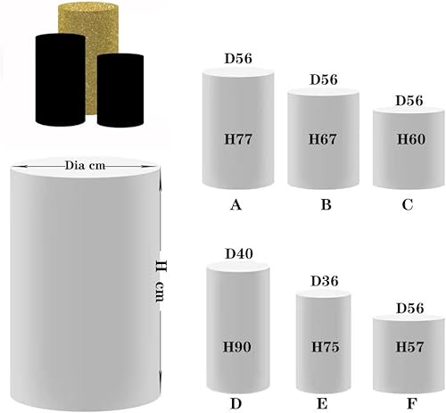 Miniatura 6 de AOSTO Cubierta de pedestal cilíndrico para fiesta, cumpleaños, boda, despedida de soltera, puntos negros dorados, suave y lavable, tela elástica