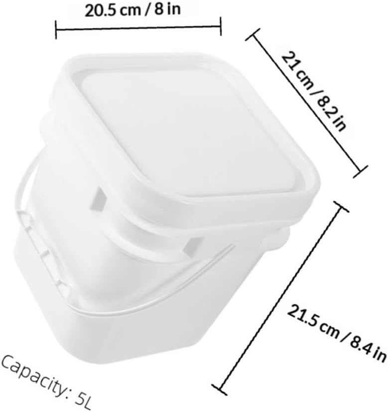 2pcs 1 Gallon White Abs Paint Buckets with Lids 5-Liter Plastic Paint Containers with Wide Mouth Handles for Storage and Chemical Packaging