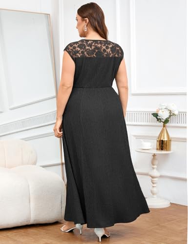 ZOMVA Plus Size 0X-4X Embroidery Lace Formal Long Dress Scoop Neck Cap Sleeve Aline Dress Mother of Bride Groom Wedding Guest2