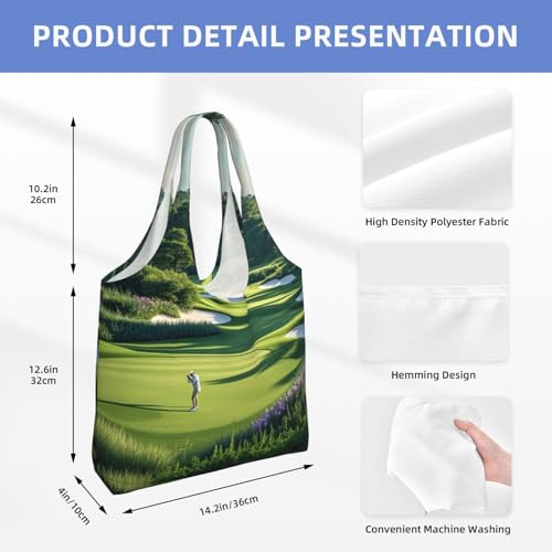 Golf Course (1) Print Women's Canvas Handbag,Sturdy Cotton Handbag With Patterned Shoulder Bag4