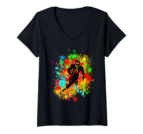 Womens This Men Art is American Football Gift idea for big Players V-Neck T-Shirt, Black