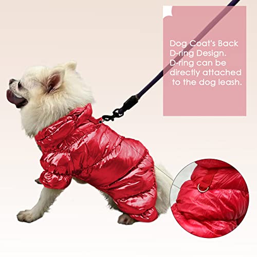 Dog Winter Coats Dog Snowsuit Waterproof Windproof Dog Cold Weather Coats For Small Puppy Dogs Warm Fleece Lining Dog Coat Clothes Dog Puffer Jacket Dog Apparel With D Ring Red X-Small #TOP6