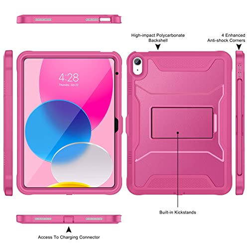 Soke Case for iPad (A16) 11th Generation 11-inch 2025, iPad 10th Generation 10.9-inch 2022, with Built-in Screen Protector and Kickstand, Rugged Full Body Protective Cover - Hot Pink by Soke - Image 3
