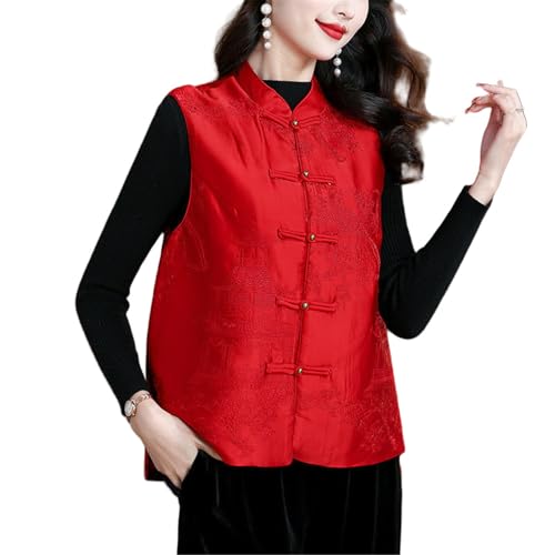 Chaleco de satén rojo para mujer que soluciona la falta de originalidad en ropa formal