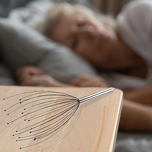 Foto von Kopfmassagegerät, Kopfmassage Spinne mit 20 Fingern, Kopfspinne für Entspannung, Silber.