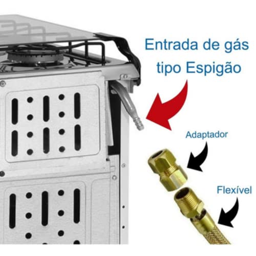 Kit Instalação Gás Botijão Glp Mangueira+Regulador+Adaptador Tamanho: 2,00 Metro