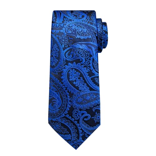 Image of DiBanGu Mens Paisley Tie Set Silk Woven Jacquard Necktie and Pocket Square Cufflinks Gift Set for Wedding Bussiness