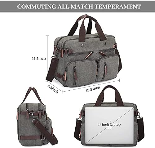 Augus Mens Canvas Messenger Bag Vintage 14" Laptop Bag Handbag Business Briefcase Shoulder Bag for Women Backpack Travel 4 Augus Mens Canvas Messenger Bag Vintage 14" Laptop Bag Handbag Business Briefcase Shoulder Bag for Women Backpack Travel