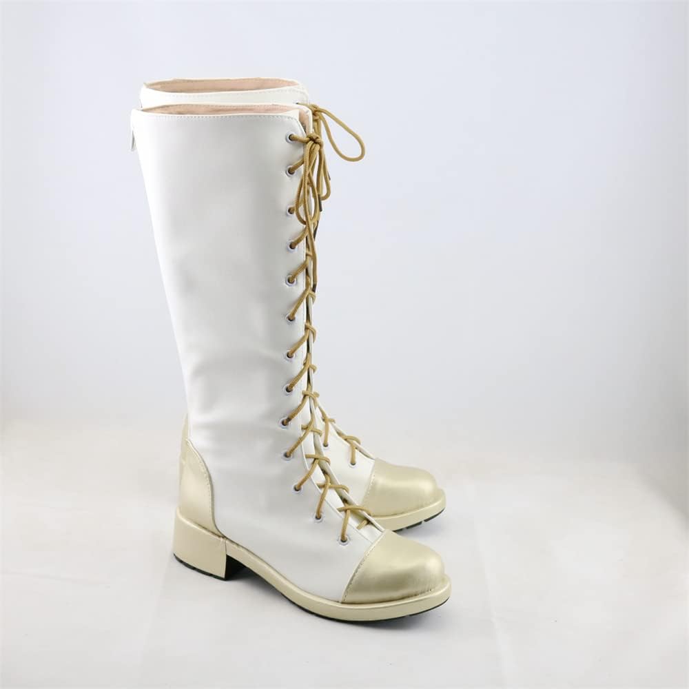 White Lace-Up Knee High Boots Men Women Fashion Statement Shoes Versatile Daily Wear Cosplay Footwear for All Occasions