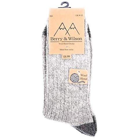 Berry & Wilson Mens Chunky Boot Socks Wool, Hiking, Camping, Working, Walking Cover