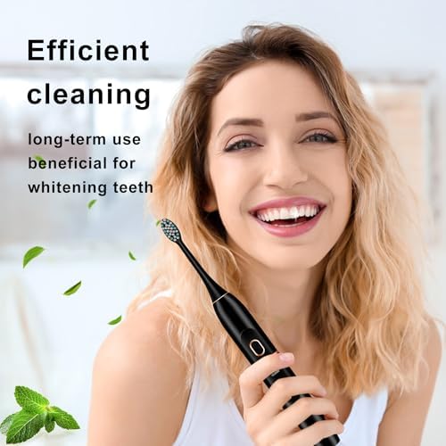 kingheroes Electric Toothbrush Set, Comes with 8 Brush Heads & Travel Case,4 Modes with 2 Minutes Built in Smart Timer, One Charge for 60 Days, 42000 VPM Motor (Black) - 1