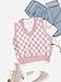 Floerns Girls Heart Print Sleeveless Sweater Vest V Neck Knitwear Tank Top Pink & White Gingham 12 Years