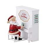 Mr. Christmas 10 Inch Animated Sing Along Santa with White Piano, Interactive Musical Decoration Plays 24 Christmas Carols