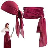 disfraz pirata hombre Accesorios para disfraz de pirata: Incluye un cinturón y un turbante pirata. Este conjunto es ideal para una fiesta de Halloween. Puedes usarlos juntos o por separado para crear diferentes looks. Se combinan fácilmente con otros accesorios de disfraz, lo que te ayudará a crear looks llamativos para juegos de rol y te hará destacar entre la multitud