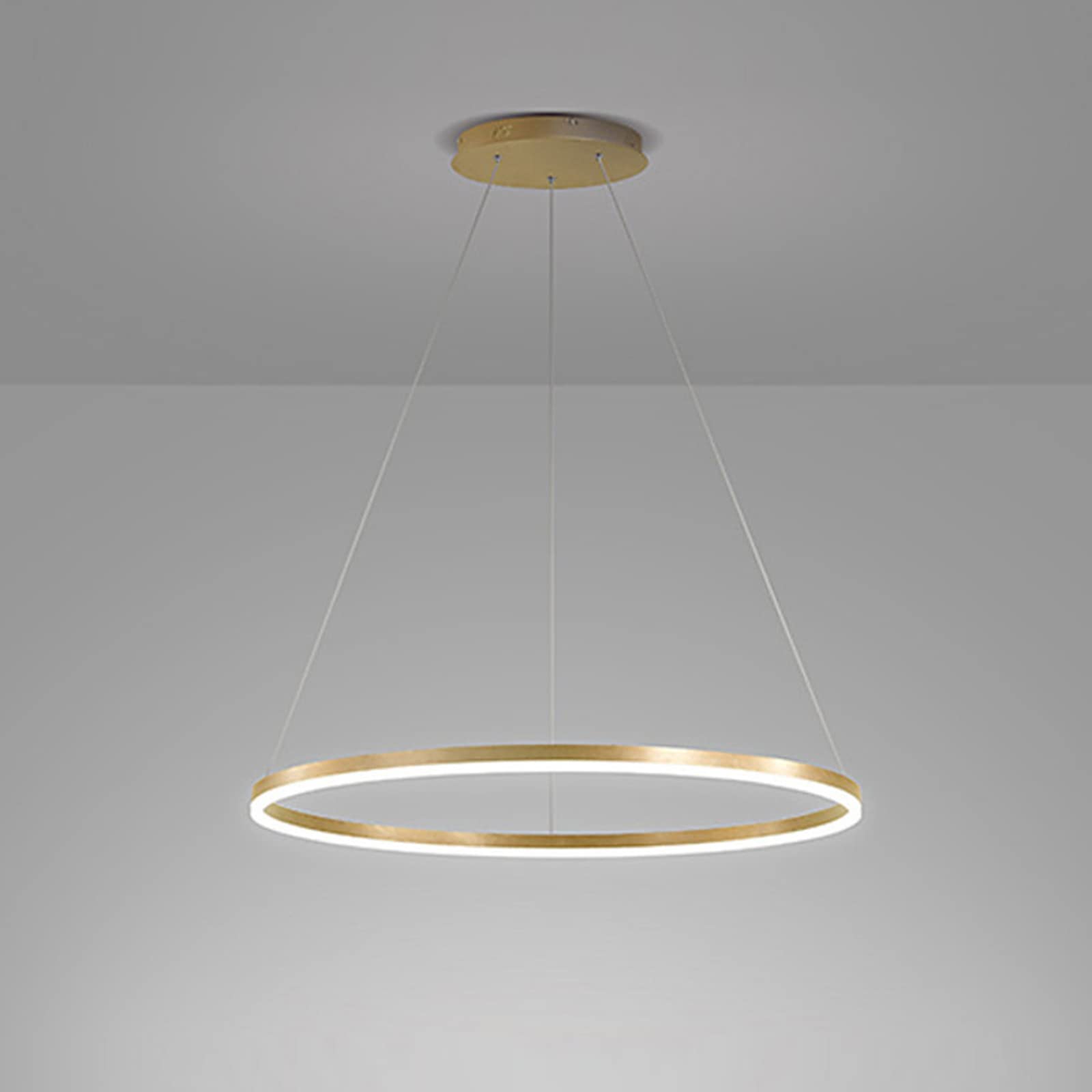 ZXSRGDHX Single Ring LED Pendant Light Nordic Modern Circle Chandelier Adjustable Hanging Lamps for Living Room Kitchen Island Dining Table(80cm, 50W,Gold, Cool White)