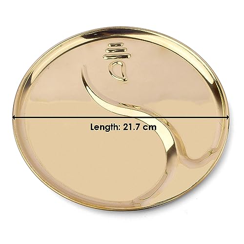 SATVIK 8.5 Inch Brass Puja Thali Set of 7 | Handcrafted Design for Divine Blessings | Ideal Housewarming Return Gift | Perfect for Festivals & Worship | Complete Puja Thali Set