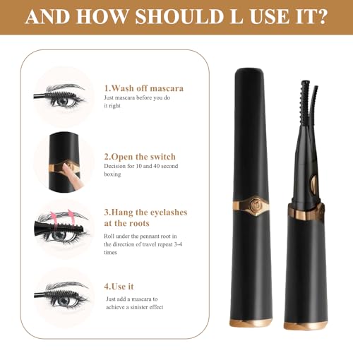 Beheizbare Wimpernzange Beheizbar Elektrische Wimpernzange Beheizt Heated Eyelash Curler USB Heated Lash Curler Wimpernformer Beheizt 3 Temperaturmodi Verbrühungssichere Kammzähne für Alle Wimpern