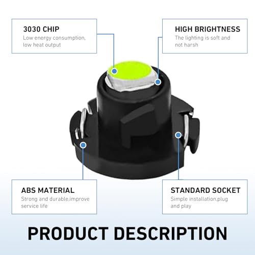Image of 10PCS T4.2 LED Bulb Car Interior Lights, T4 Bulbs Dash Light, 10mm Base 3030 SMD Chip Neo Wedge LED Instrument Cluster Bulb, Super Bright Climate Control Switch Indication Bulbs (Blue)