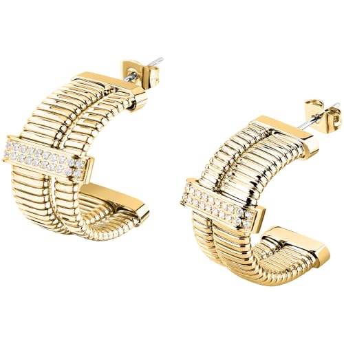 Boucles d'oreilles cercles Morellato Onda en acier et cristaux