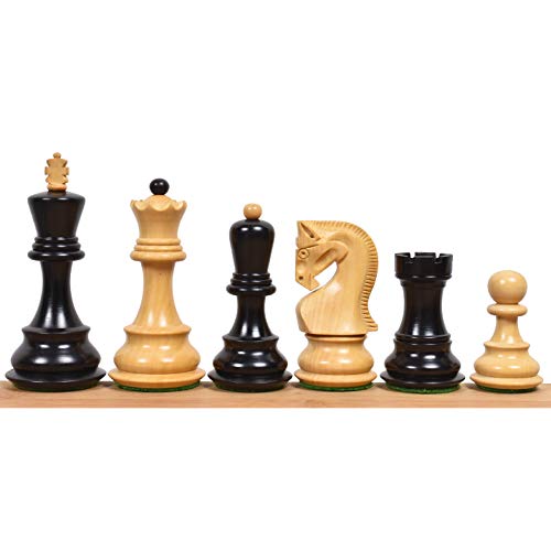 Royal Chess Mall Juego de ajedrez ruso de Zagreb, juego de ajedrez de madera de boj ebonizado, tamaño King de 3.9 pulgadas, piezas de ajedrez pesadas para juego de ajedrez (2.2 libras)