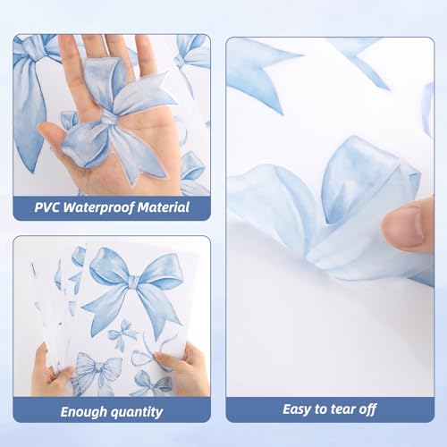 Calcomanías de pared azul con lazos 12 hojas 69 piezas miniatura 3