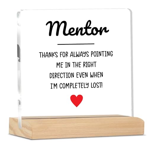 Image of Giftplease Mentor Plaque with Wooden Stand Personalized Gift for Mentor, Coach, Teacher, Appreciation Keepsake, Clear Desk Decor, Inspirational Thank You Gift, Office Table Display MP 66