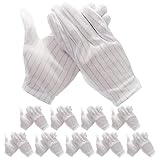 LABRIMP Antistatische Schutzhandschuhe aus Faser 10 Paar mit Ergonomischem Handflächendesign in Weiß für Herstellung und Reparatur in Elektronikbranche