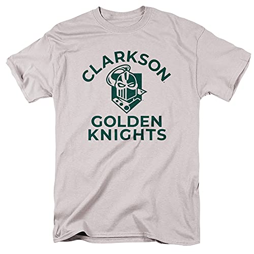 Clarkson University Official One Color Clarkson Golden Knights Logo Unisex Adult T-Shirt, Silver, Large